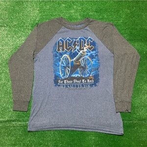 2012 AC/DC Blue and Gray Raglan Long Sleeve Band Shirt size Large